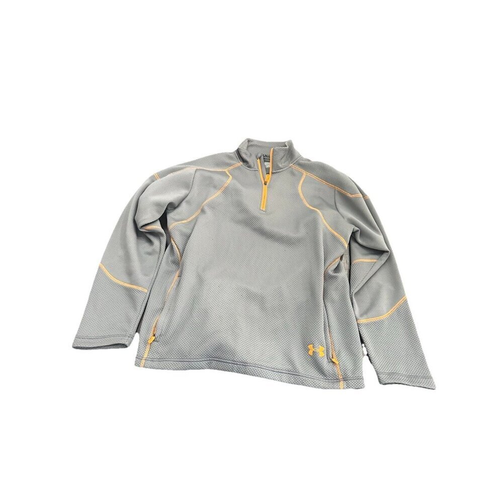 UNDER ARMOUR 1/2 ZIP LONG SLEEVE LOOSE PULLOVER MENS Large Gray/orange - Picture 1 of 4